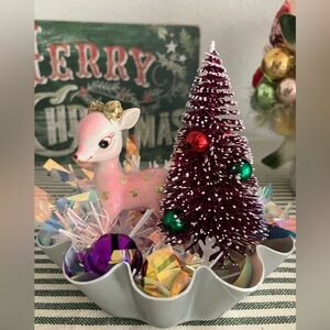 Holiday Deer with Tree Christmas assemblage NWOT